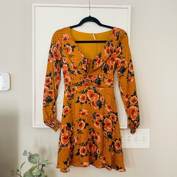 Free People Floral Mustard Dress - Picture 4 of 13